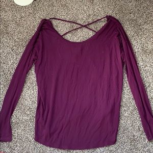 VS Pink Cross Back Long Sleeve Top